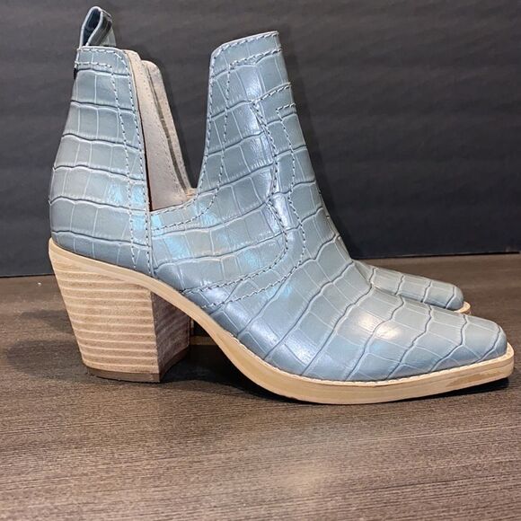 Steve Madden Grey Croc Slip On Cut Out Booties Women’s Size 5.5 - Picture 4 of 9